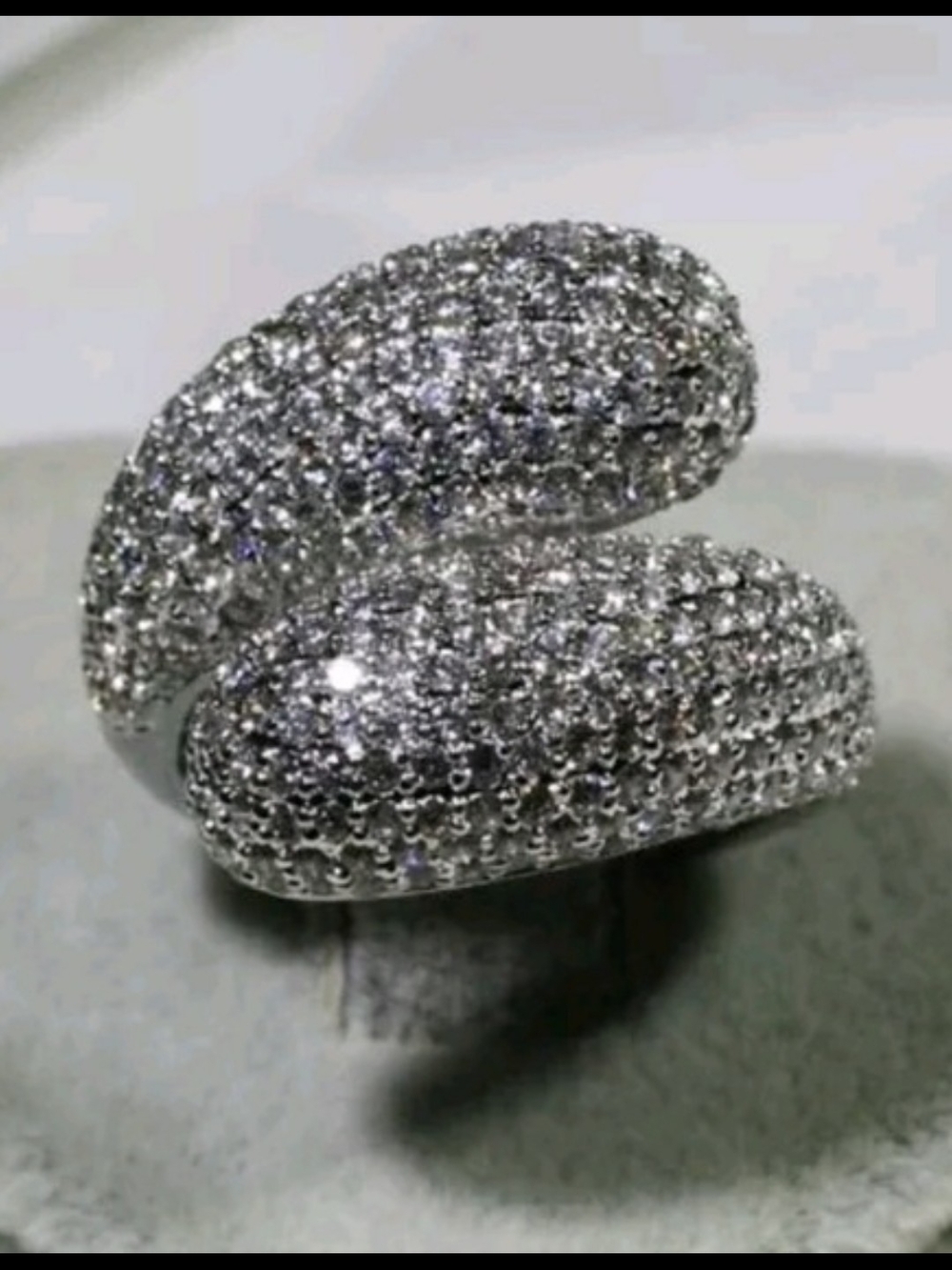 Pavé CZ Silver-Tone Wrap Ring - Women Jewelry